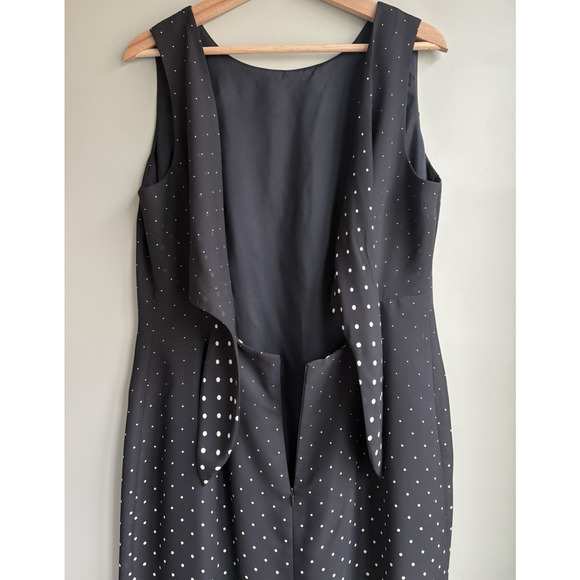 Maggy London Black Cream Polka Dot Gradient Maxi Dress Cut out Tie Back 14 - Picture 8 of 13